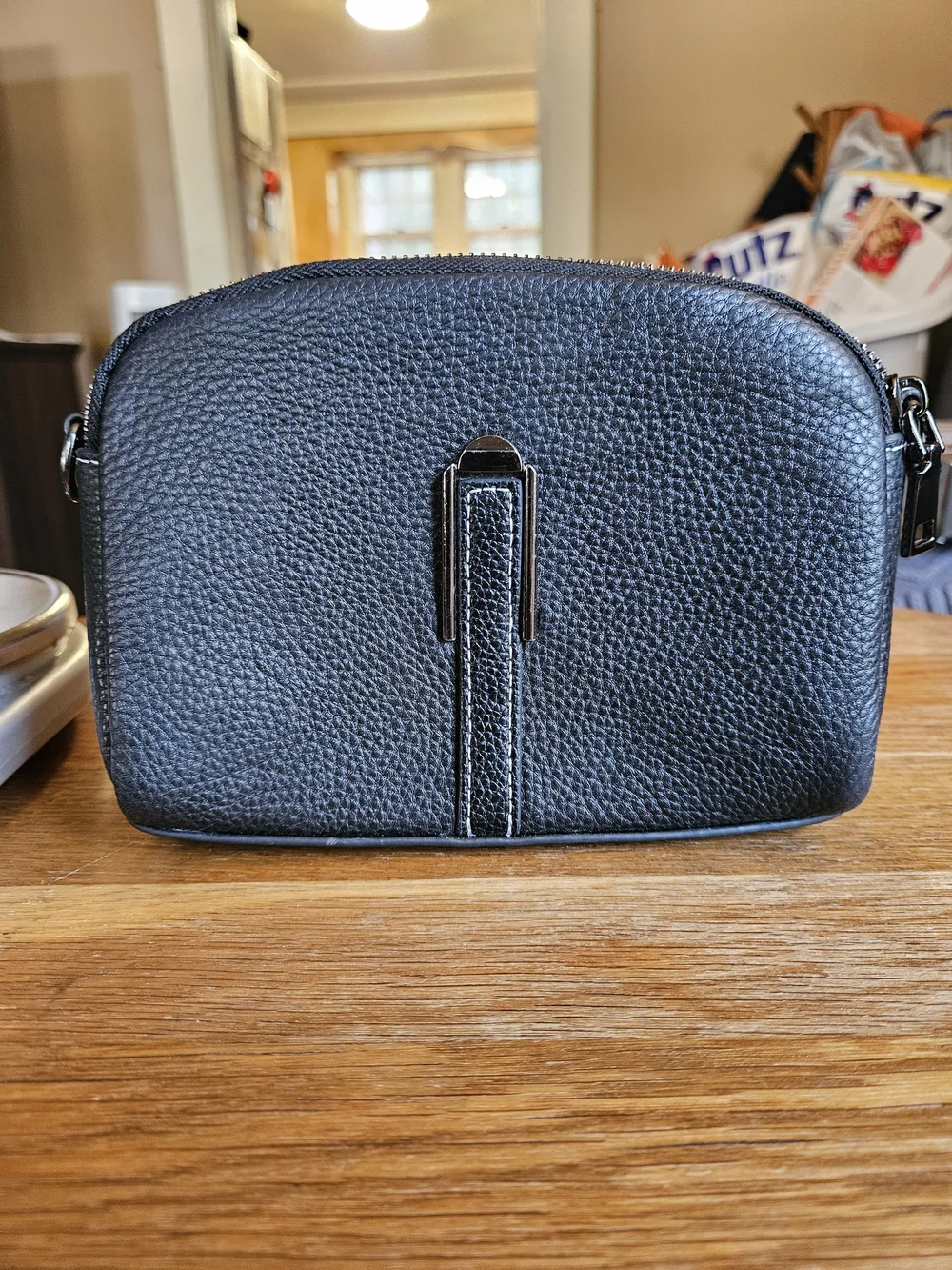 LAORENTOU Black Leather Makeup Bag Cosmetic Case Travel Toiletry Organizer
